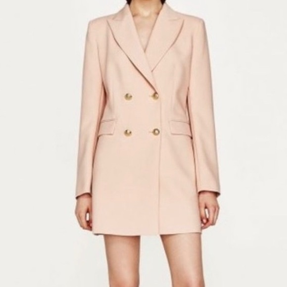 Zara Dresses & Skirts - Zara Light Pink Tuxedo Dress/Blazer